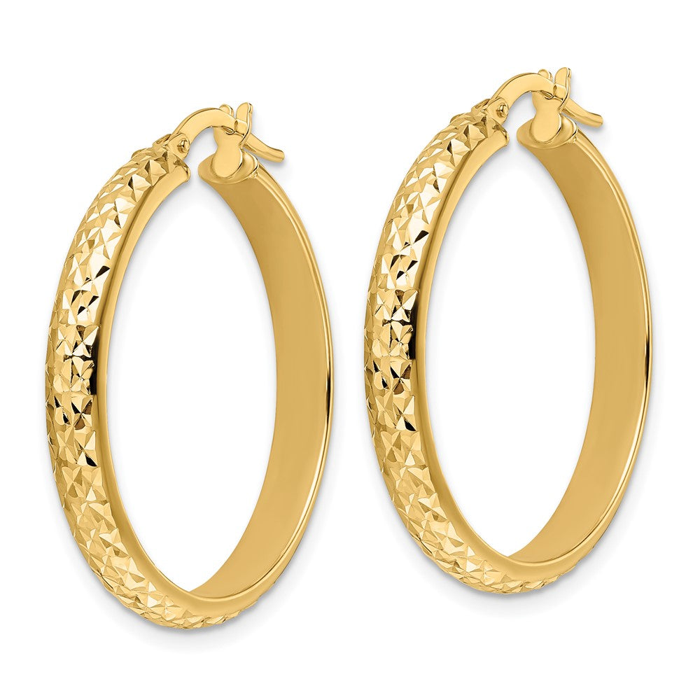 14K Gelbgold Poliert Diamantiert Creolen