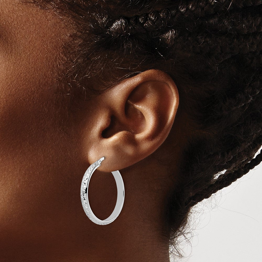 14K Weißgold Diamantiert Creolen