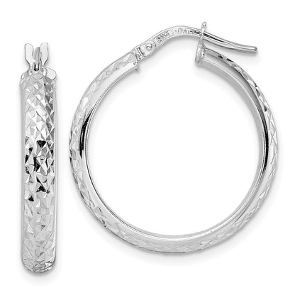14K Weißgold Diamantiert Creolen
