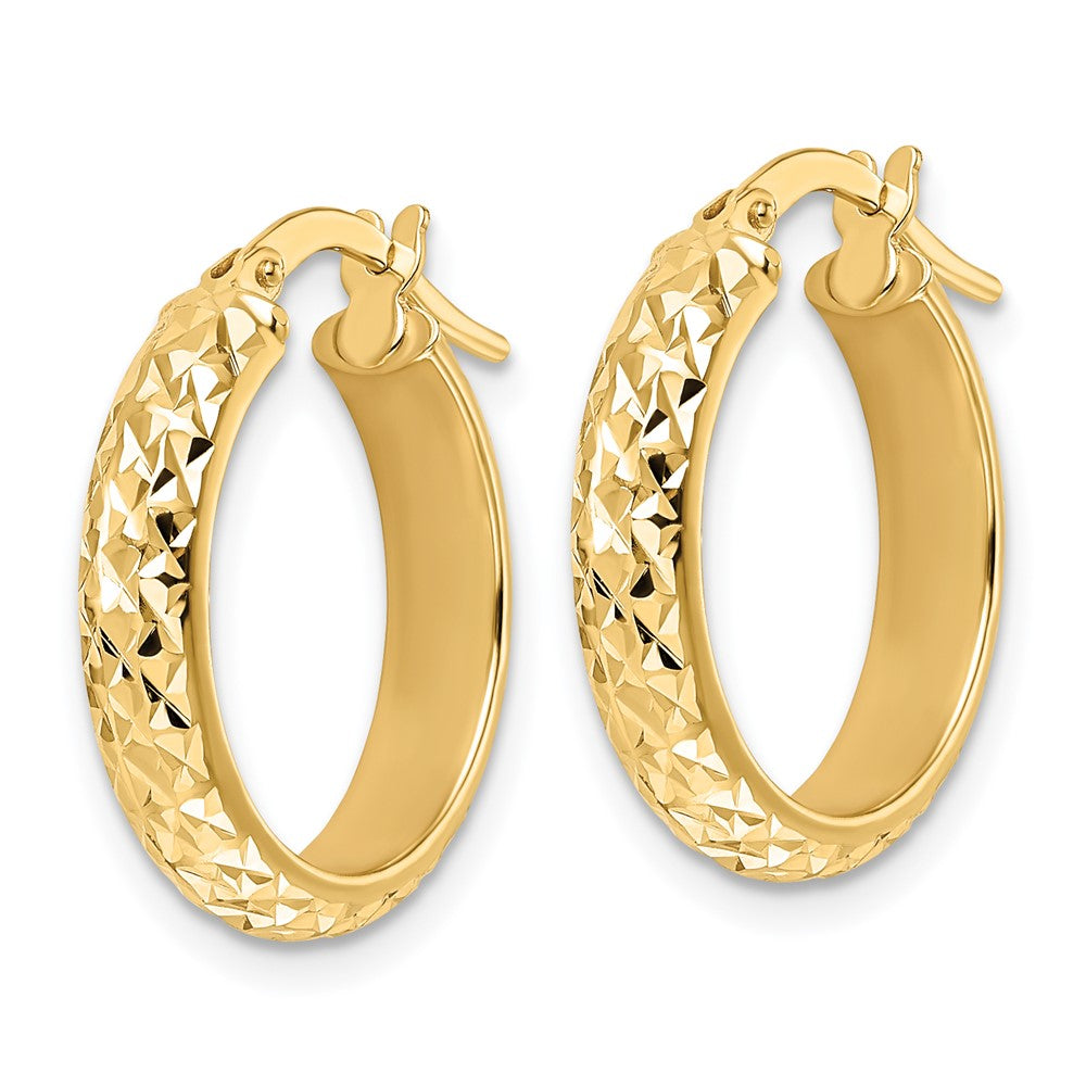 14K Gelbgold Poliert Diamantiert Creolen