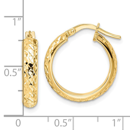 14K Gelbgold Poliert Diamantiert Creolen