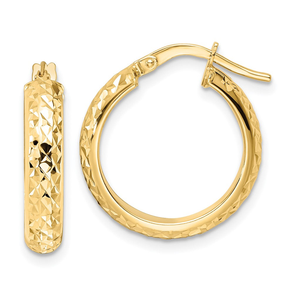 14K Gelbgold Poliert Diamantiert Creolen