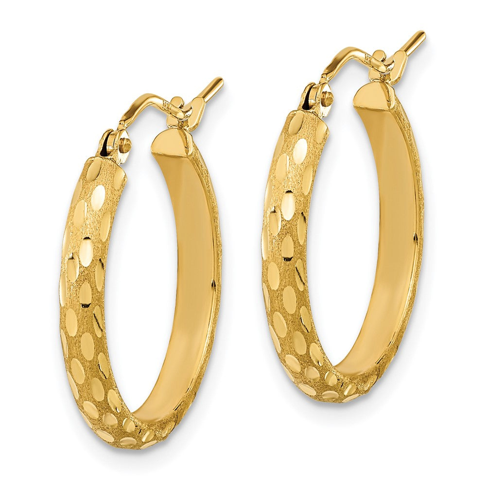 14K Gelbgold Poliert und Satiniert Diamantiert Creolen