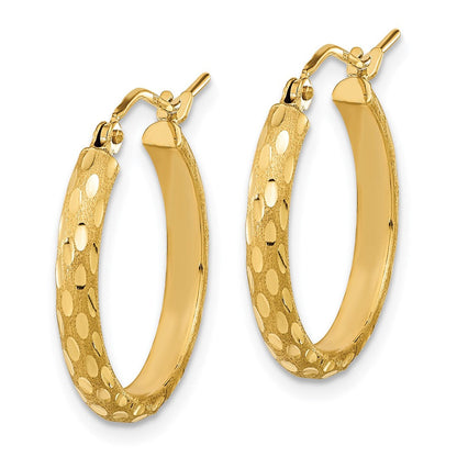 14K Gelbgold Poliert und Satiniert Diamantiert Creolen