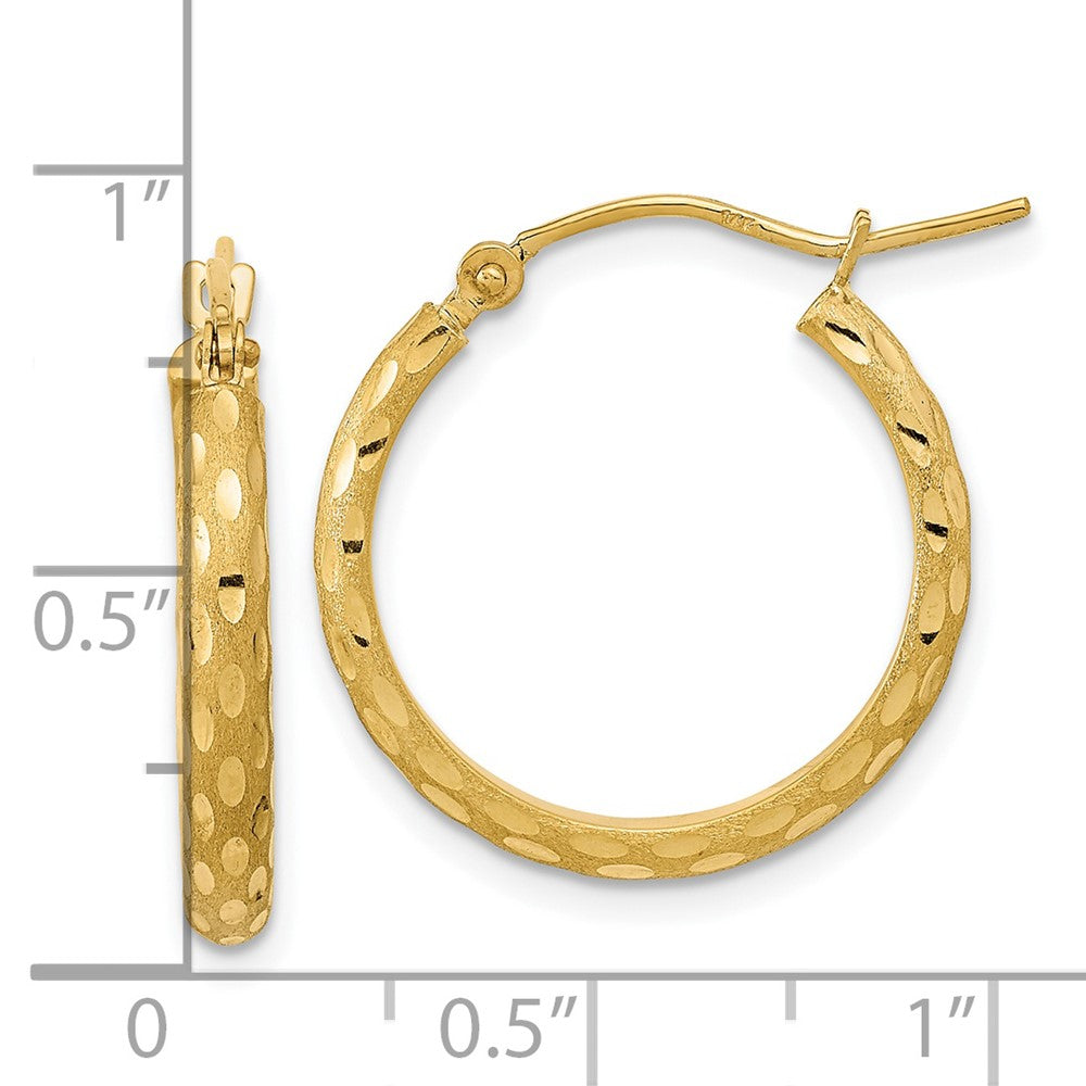 14K Gelbgold Poliert und Satiniert Diamantiert Creolen