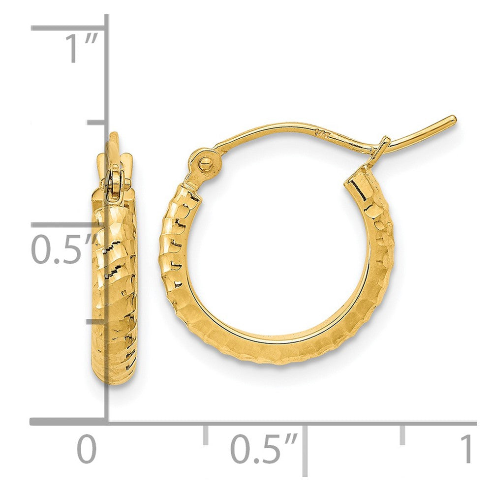 14K Gelbgold Poliert und Diamantiert Strukturiert Creolen