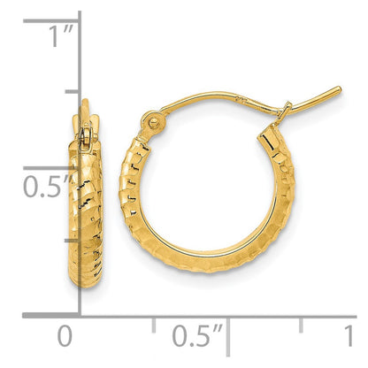 14K Gelbgold Poliert und Diamantiert Strukturiert Creolen