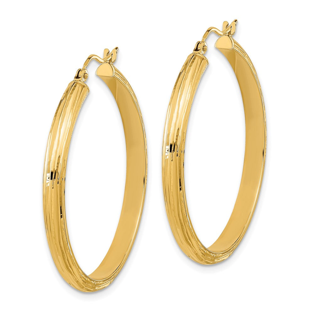 14K Gelbgold Poliert und Strukturiert Fantasie Creolen