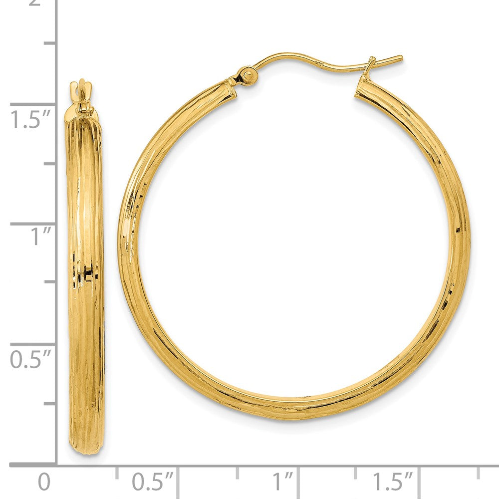 14K Gelbgold Poliert und Strukturiert Fantasie Creolen