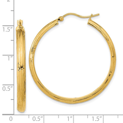 14K Gelbgold Poliert und Strukturiert Fantasie Creolen