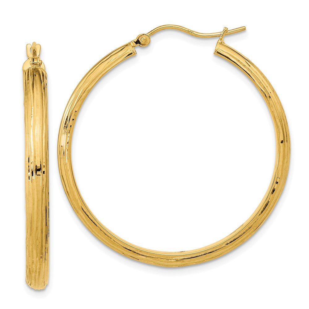 14K Gelbgold Poliert und Strukturiert Fantasie Creolen