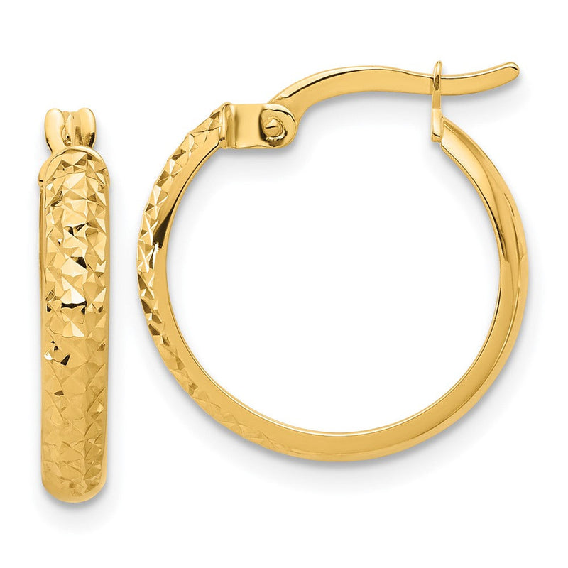 14K Gelbgold Poliert und Diamantiert Creolen