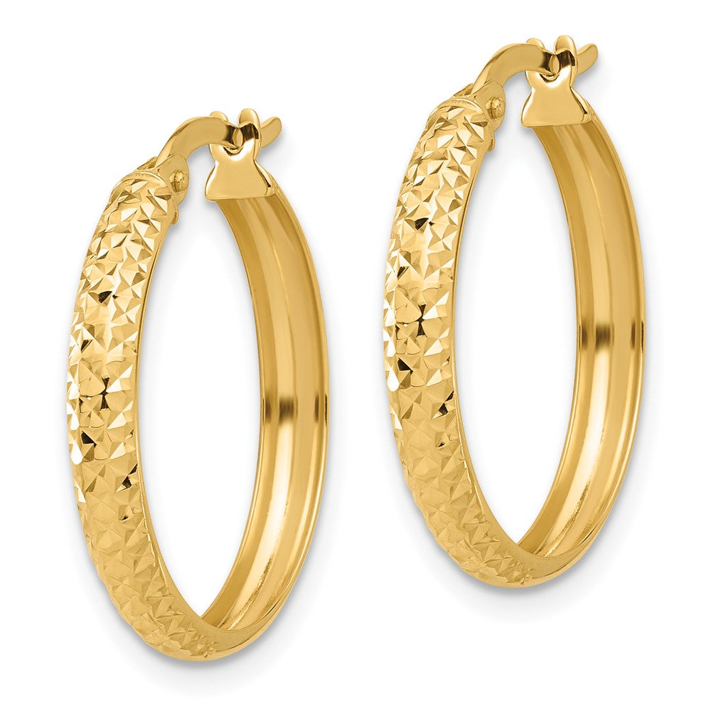 14K Gelbgold Poliert und Diamantiert Creolen