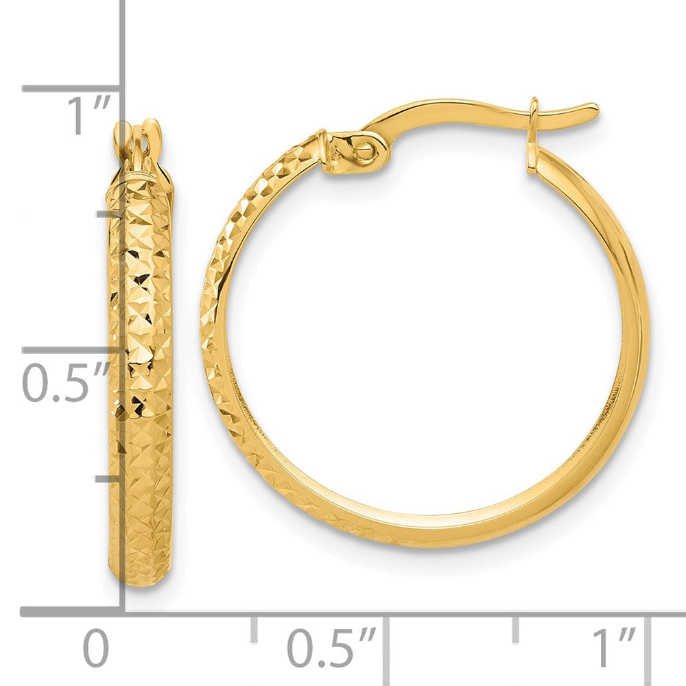 14K Gelbgold Poliert und Diamantiert Creolen