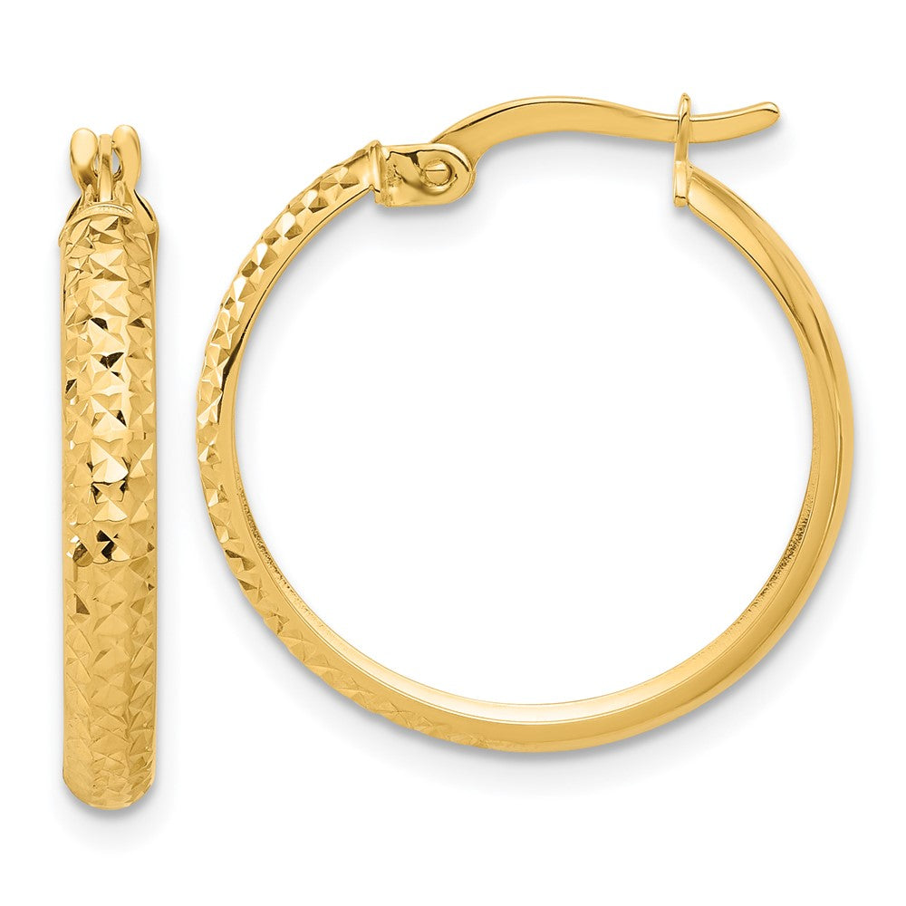 14K Gelbgold Poliert und Diamantiert Creolen
