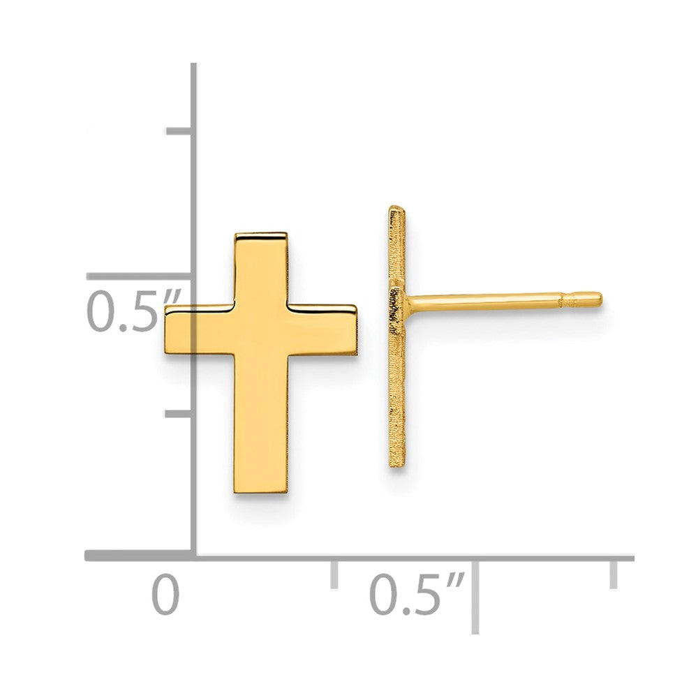 14K Gelbgold Poliert Kreuz Ohrringe