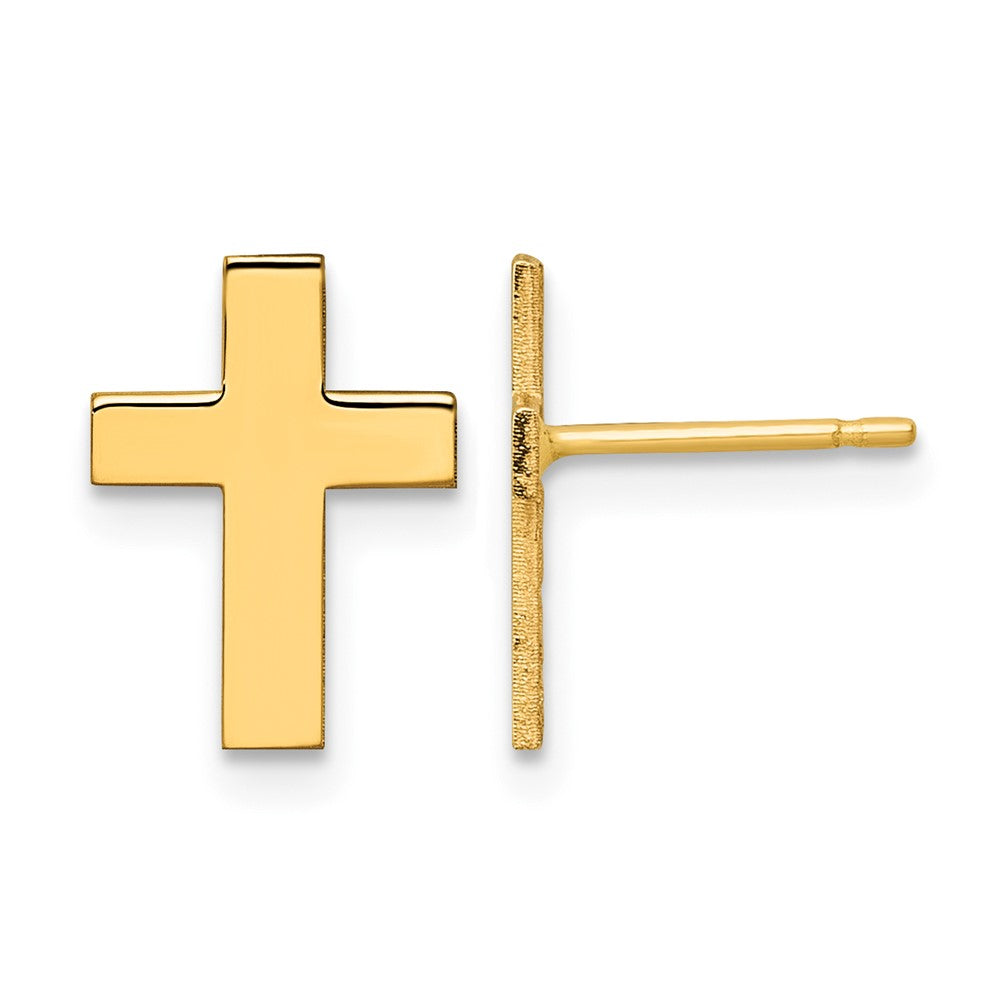 14K Gelbgold Poliert Kreuz Ohrringe