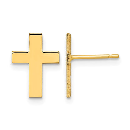 14K Gelbgold Poliert Kreuz Ohrringe