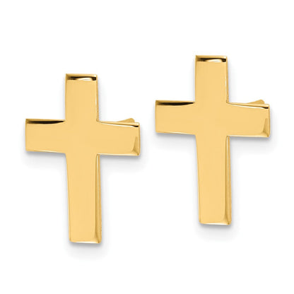 14K Gelbgold Poliert Kreuz Ohrringe