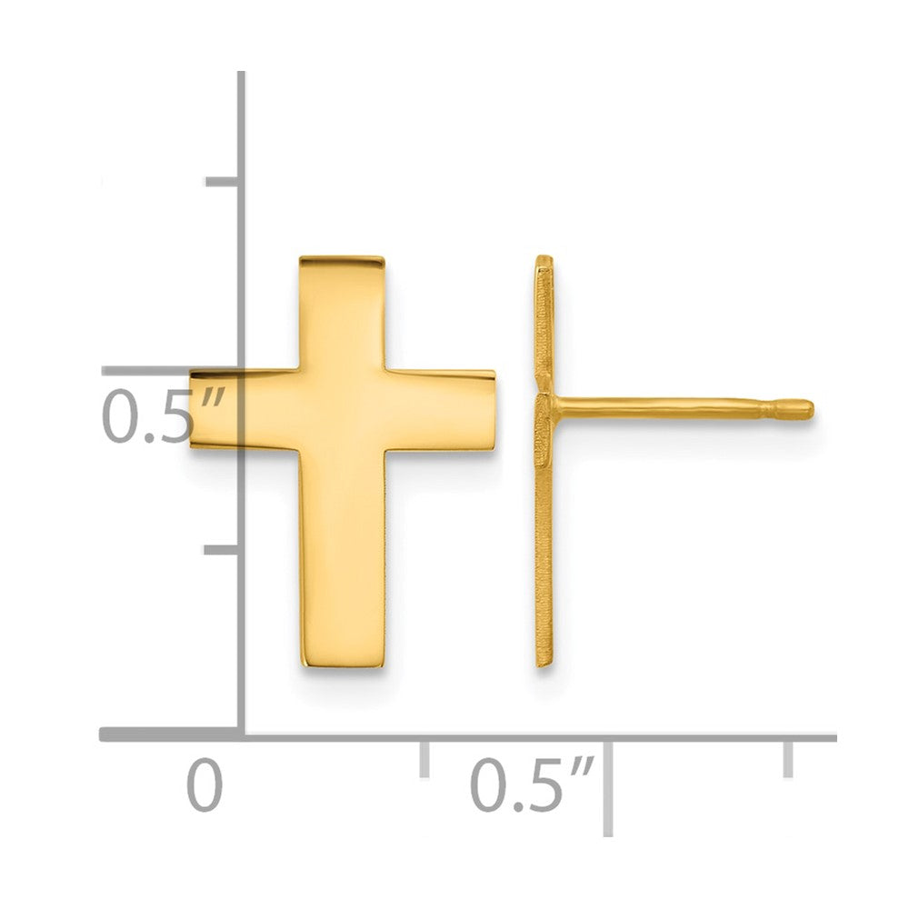 14K Gelbgold Poliert Kreuz Ohrringe