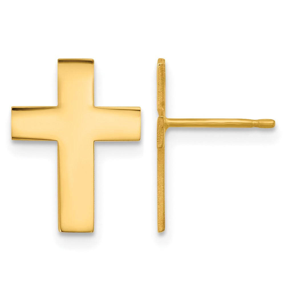 14K Gelbgold Poliert Kreuz Ohrringe