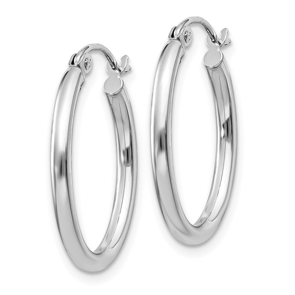 14K Weißgold Poliert 2mm Oval Röhre Creolen