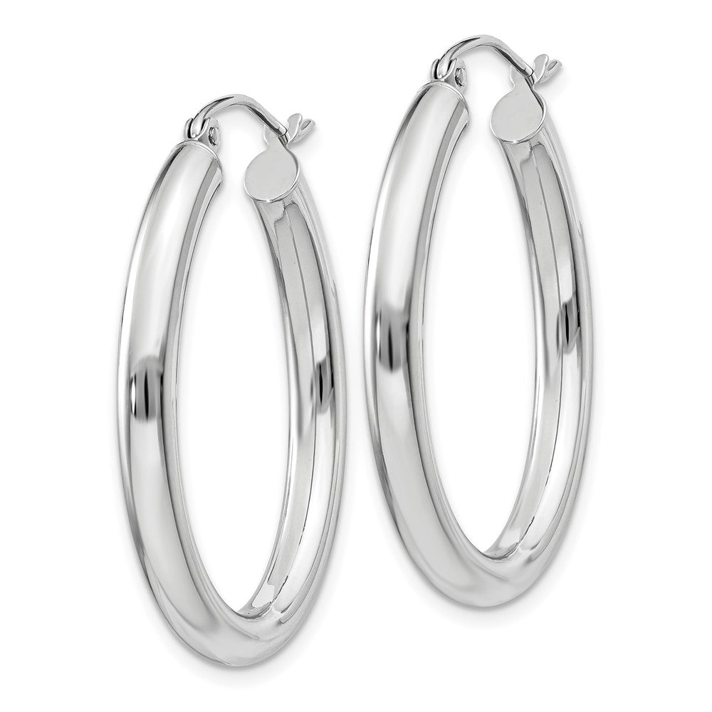 14K Weißgold Poliert 3.5mm Oval Röhre Creolen