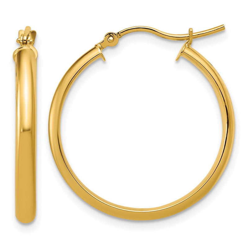 14K Gelbgold Rund Röhre Creolen