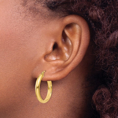 14K Gelbgold Rund Röhre Creolen