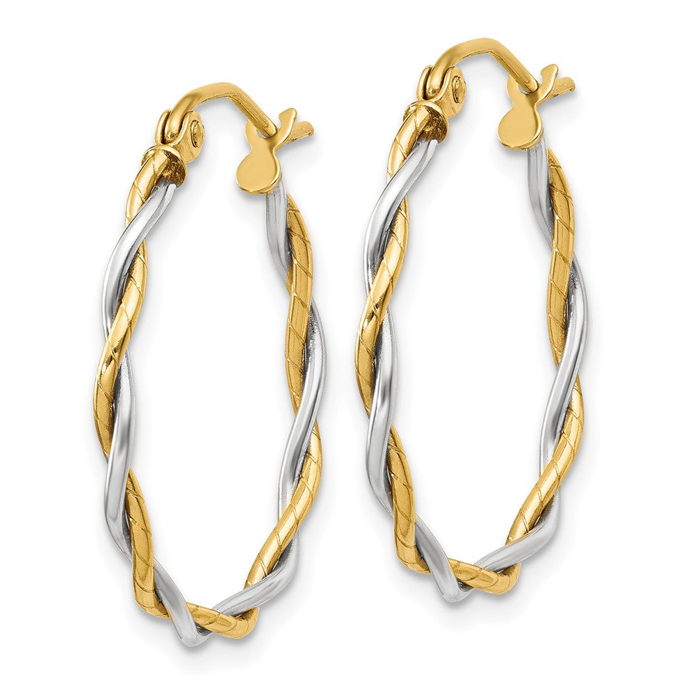 14K Bicolor Poliert 1.8mm Gedreht Creolen