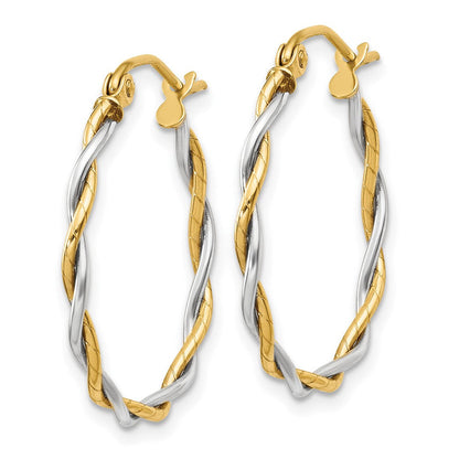 14K Bicolor Poliert 1.8mm Gedreht Creolen