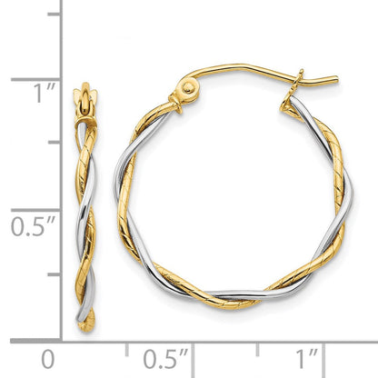 14K Bicolor Poliert 1.8mm Gedreht Creolen
