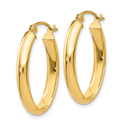 14K Gelbgold Poliert 3.5mm Oval Creolen