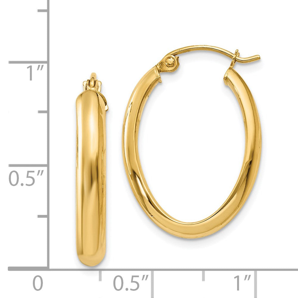 14K Gelbgold Poliert 3.5mm Oval Creolen
