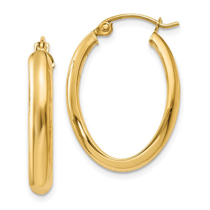 14K Gelbgold Poliert 3.5mm Oval Creolen