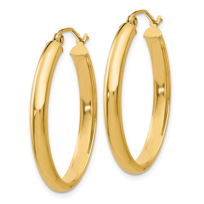 14K Gelbgold Poliert 3.5mm Oval Creolen
