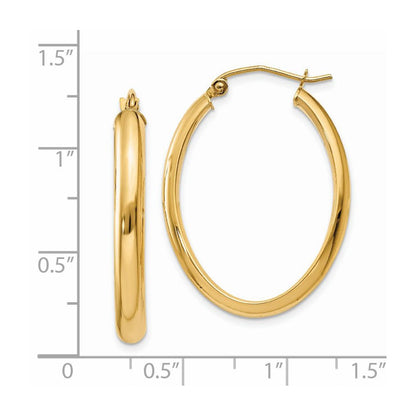 14K Gelbgold Poliert 3.5mm Oval Creolen