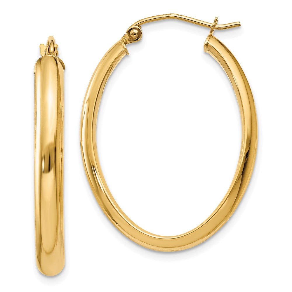 14K Gelbgold Poliert 3.5mm Oval Creolen