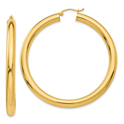 14K Gelbgold Poliert 5mm Röhre Creolen