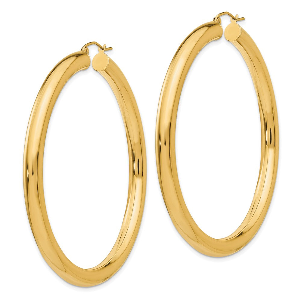 14K Gelbgold Poliert 5mm Röhre Creolen