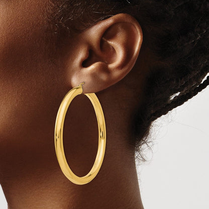 14K Gelbgold Poliert 5mm Leicht Creolen