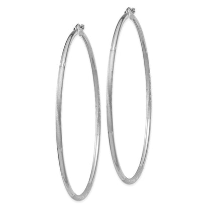 14K Weißgold Satiniert und Diamantiert 2mm Rund Creolen