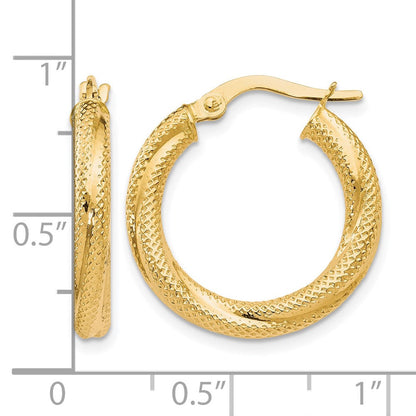 10K Gelbgold Strukturiert Klappbar Creolen