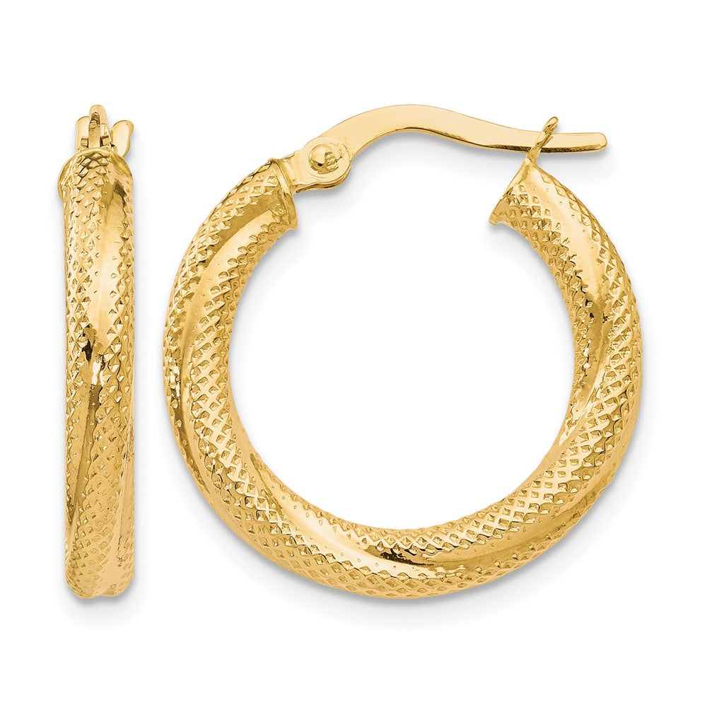 10K Gelbgold Strukturiert Klappbar Creolen