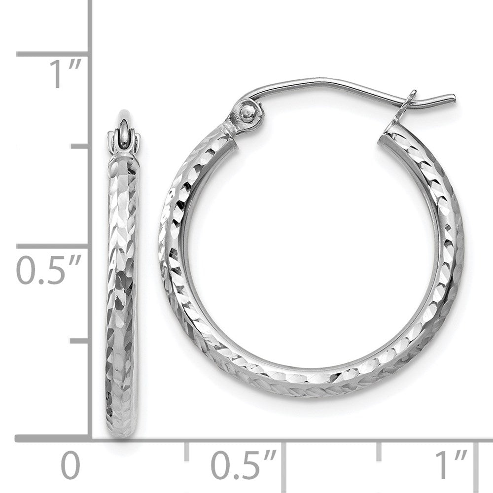 14K Weißgold Diamantiert 2mm Rund Röhre Creolen