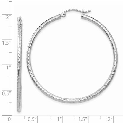 14K Weißgold Diamantiert 2mm Rund Röhre Creolen
