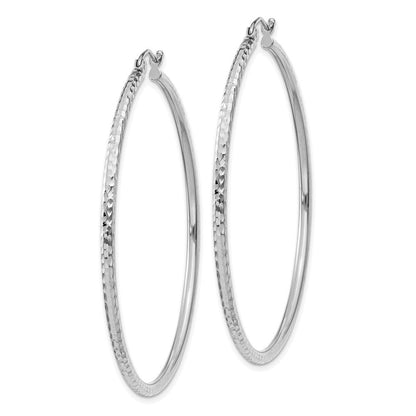 14K Weißgold Diamantiert 2mm Rund Röhre Creolen