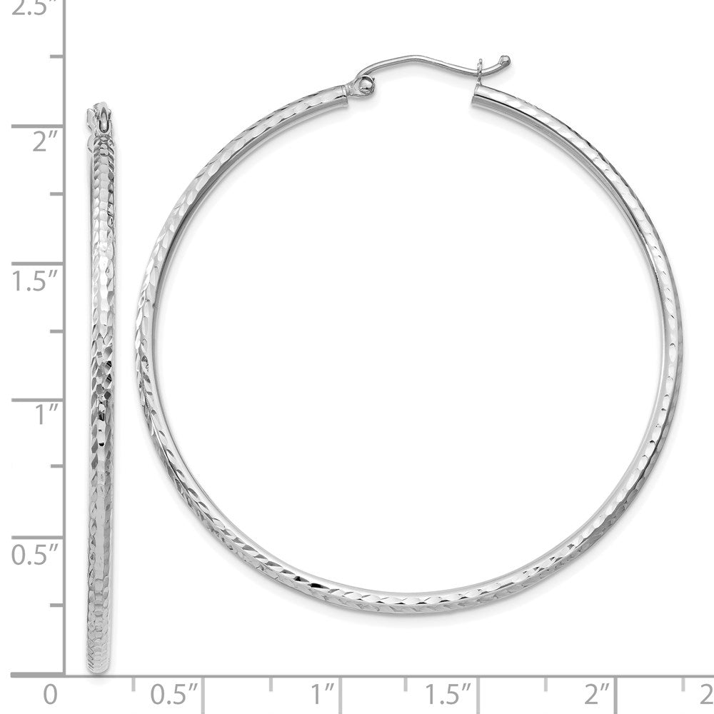 14K Weißgold Diamantiert 2mm Rund Röhre Creolen