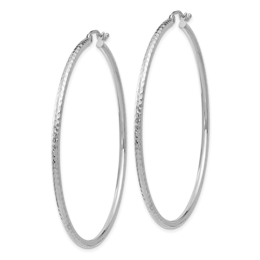 14K Weißgold Diamantiert 2mm Rund Röhre Creolen