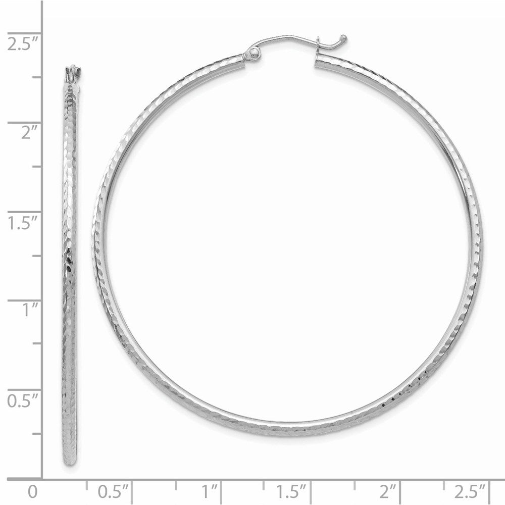14K Weißgold Diamantiert 2mm Rund Röhre Creolen